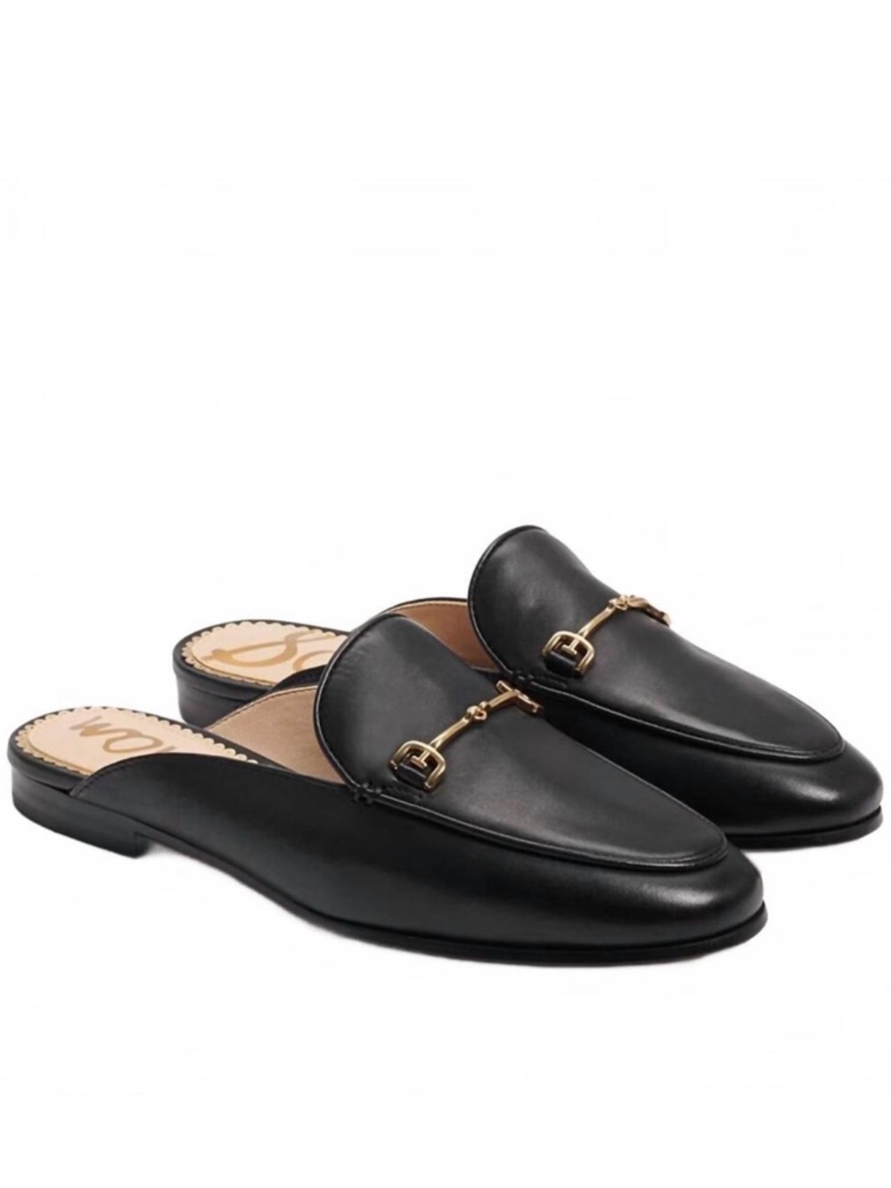 Sam Edelman Black Leather Mule Slides with Gold Bit